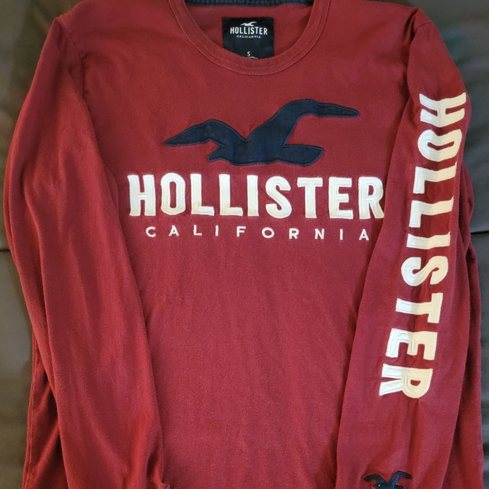 Mens Hollister embroidered logo long sleeve shirt small